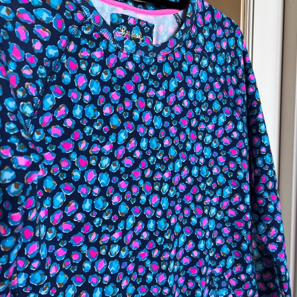 ADALIA KNEE LENGTH COTTON DRESS, LOW TIDE NAVY FLIRTY FINS AND FEATHERS